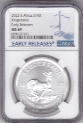 2023 SOUTH AFRICA SILVER KRUGERRAND NGC Certified MS69, Early Releases
