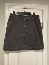 J. Crew Size 8 Gray Corduroy Button Front Zip Back Lined A Line Mini Skirt