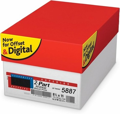 2500 Sets, 8-1/2'' x 11'' Pre Collated, Carbonless Paper, 2 Part Reverse