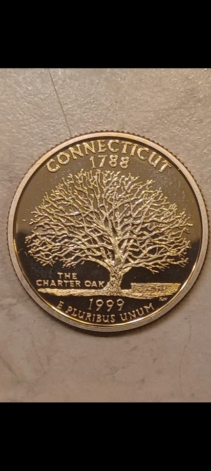 Error-1999-S- Connecticut State Quarter Uncirculated -Proof- Double Die - Image 2 of 4