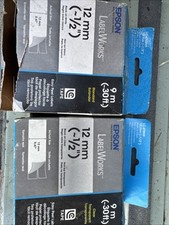 Lot Of 2 Epson LabelWorks LC-4WBN9 Label Tape Black on White 12mm 1/2"