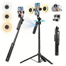 Auto Face Tracking Tripod 360 Rotation Phone Stand LED Light 70.9 Inch No App