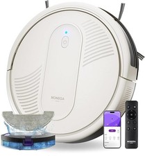 Robot Aspirateur Laveur MONSGA 4000Pa 3en1 WiFi 140min Télécommande Beige