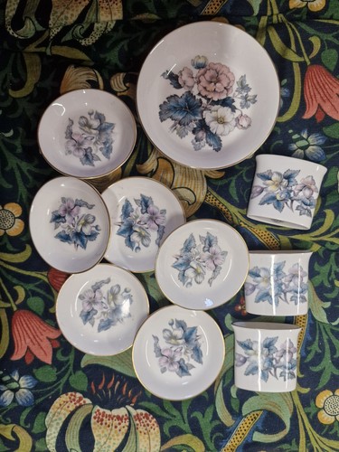 Vintage Royal Worcester Woodland Bone China Trinket Plates Posy Vases Bowl
