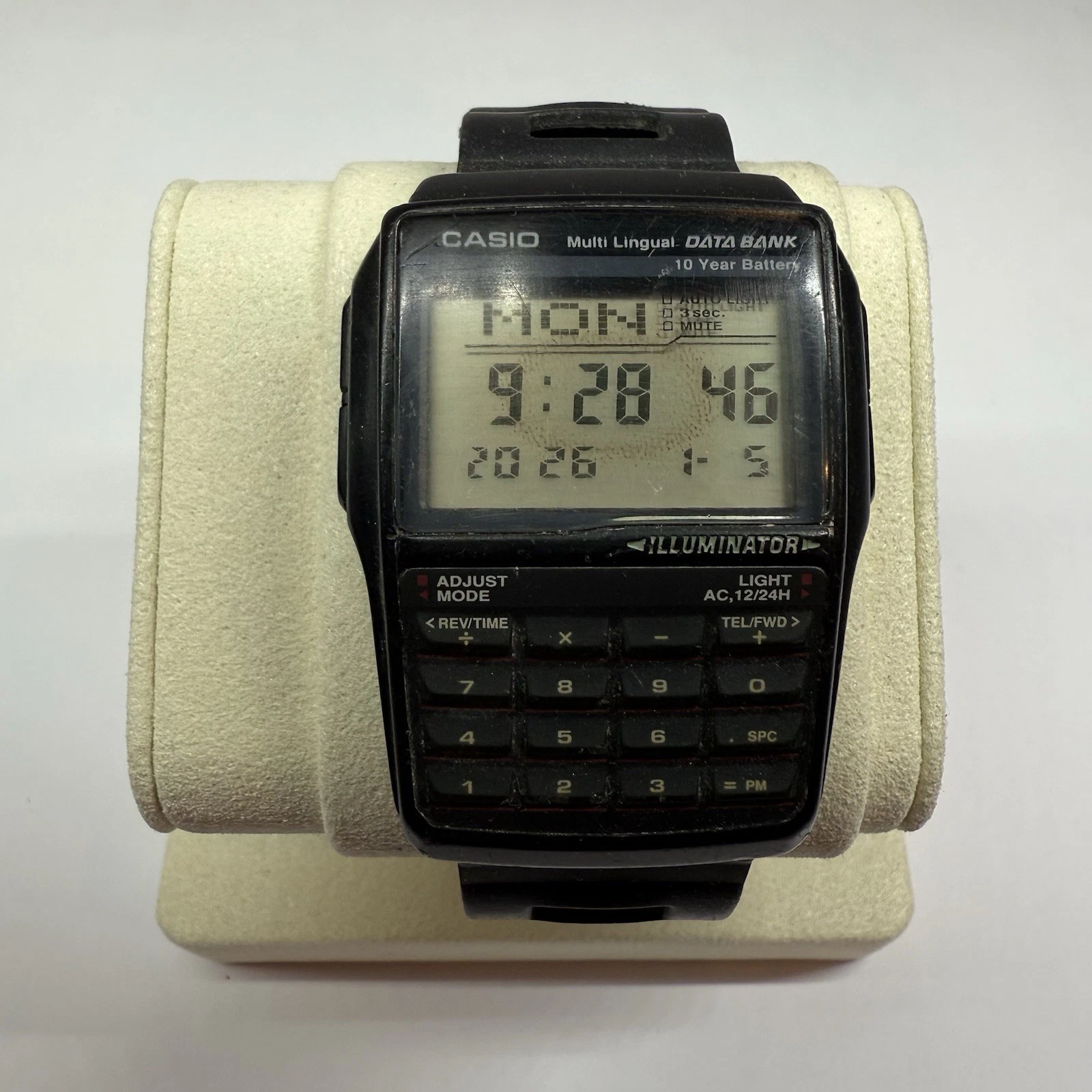CASIO DBC-32 Databank Calculator Rubber Quartz Men Vintage Watch W93 *WORKING