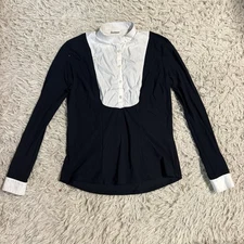 Womens Size IT50 Navy Cavalleria Toscana Long Sleeve Horseback Riding Show Shirt