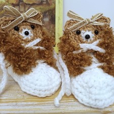 Bear Baby Crochet first sneakers with bear fur shoes Trainers