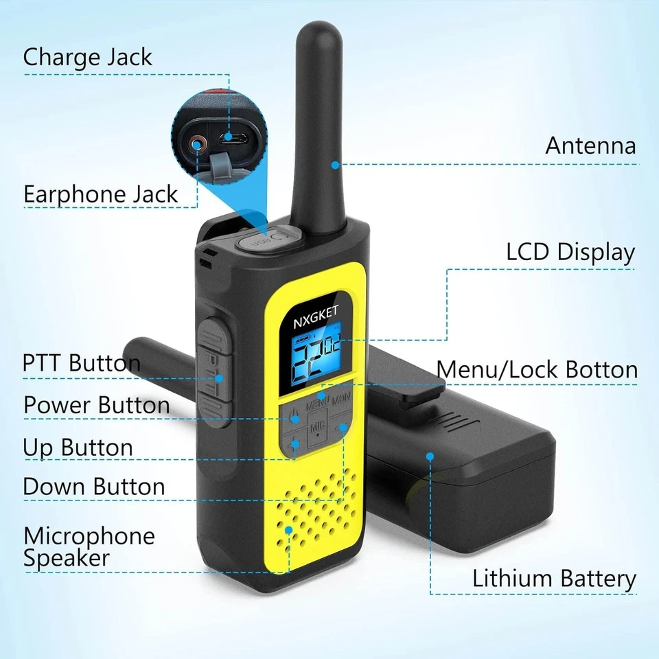 NOAA Weather Alert Two-Way Radios, 4 Pack USB-C Rechargeable - Image 4 of 4