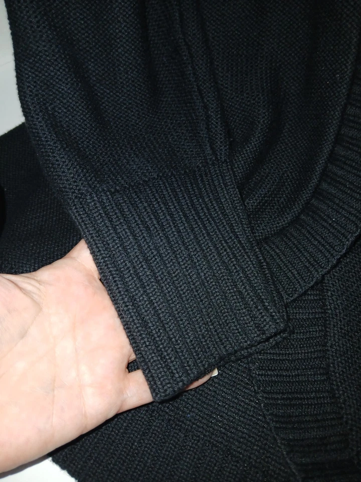 Suéter de malha preto vintage com gola destacável de pele sintética - Imagem 3 de 4