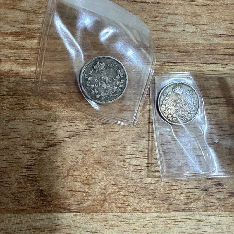 1912 Canada 5 Cents Silver Foreign lot of 2 .925 silver