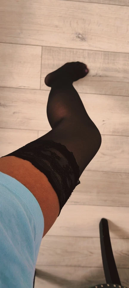 Damen schwarze dünne halterlose Strumpfhose Strumpfwaren Strümpfe - Bild 3 von 3