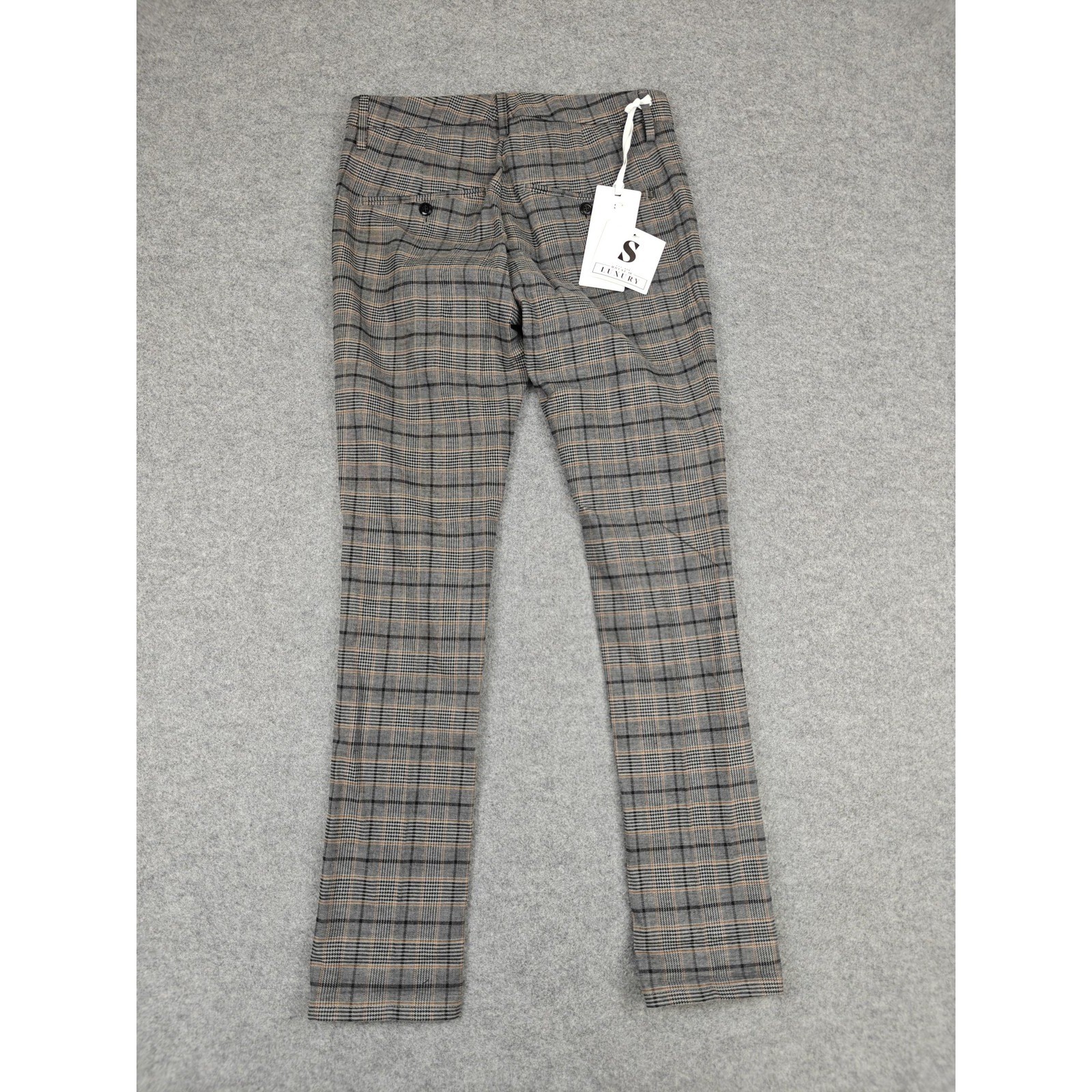 Dondup Pants Mens 29x30 Gray Gaubert Plaid Tweed Stretch Cotton Made Italy New image 8