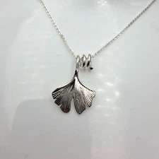Ginkgo Leaf 925 Silver Pendant Necklace Top Quality