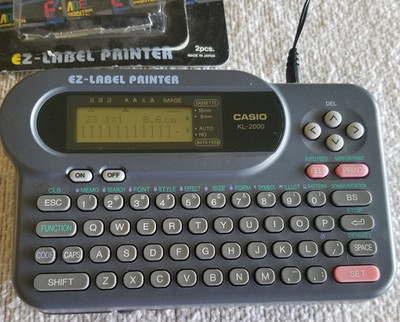 Casio EZ-Label Printer KL-2000, Power Adapter, Extra White Tape & Manual