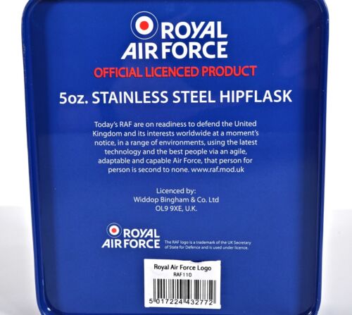 Royal Air Force 5oz Stainless Steel Hip Flask With Gift Tin New & Sealed - Picture 3 of 14
