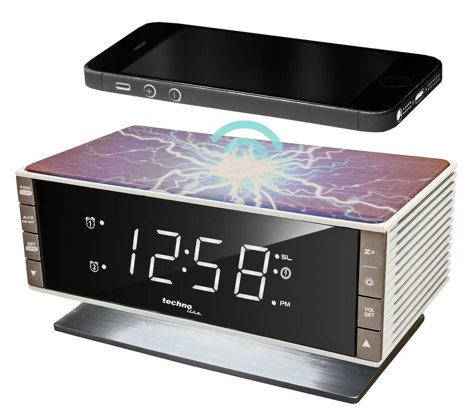 Technoline mit Qi-Ladefläche Retro WT487 Wireless Charger, Holz-Optik - Bild 2 von 4