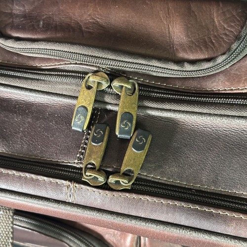 Samsonite LEATHER Rolling Laptop Briefcase Brown Carry-On Travel Bag Ext Handle - Picture 5 of 18