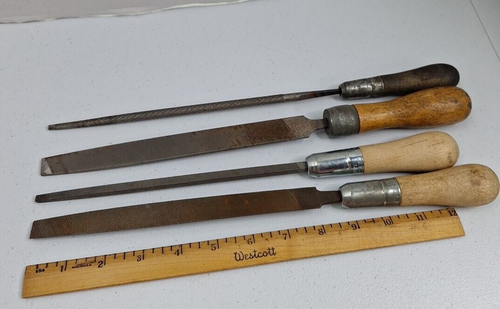 Vintage Nicholson Misc Files Round Bastard Tapered Square Flat Wood Handle Lot - Picture 11 of 24