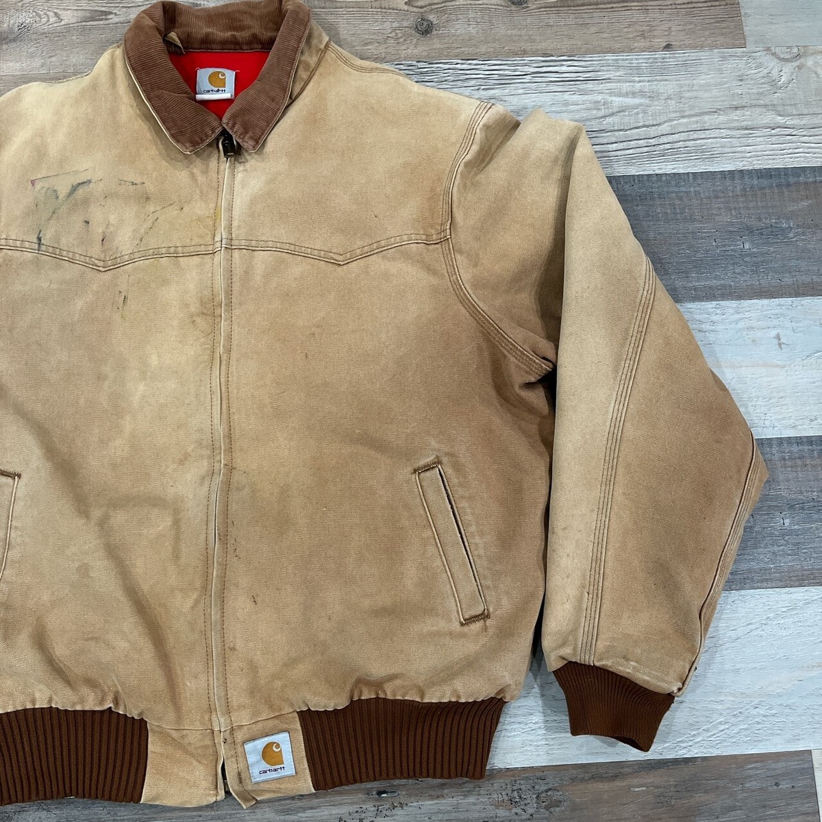 Vintage Carhartt Santa Fe Classic Duck Red Quilt Lined J13 Vintage Carhartt Santa Fe Classic Duck Red Quilt Lined J13