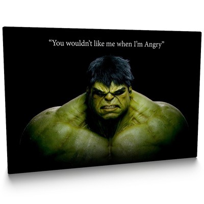 The Hulk Marvel /'Angry/' Quote/' 001 Framed Canvas Print