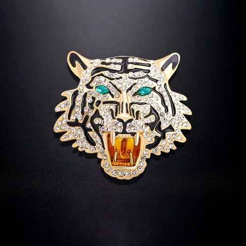Große brüllende Tigerkopf Brosche Strass 3D Pin Unisex Party Freizeit cool Geschenk - Bild 1 von 5