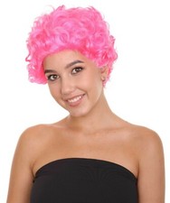 Short Curly All back Party Ready Fancy Halloween Pink Wig HW-1835 Adult 