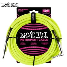 Ernie Ball 6085 18FT Braided Right Angle 16AWG Instrument Cable Neon Yellow