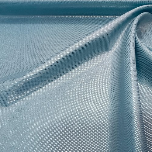 Spandex 4-way Stretch Fabric Pastel Blue Metallic Foil By the Yard for Swimwear - Picture 5 of 11