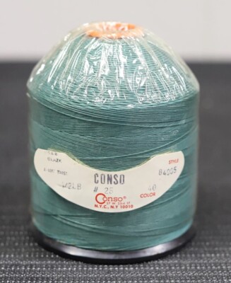 VINTAGE Conso Z Left Twist Thread Teal Green #40 weight #25 1/2LB Spool