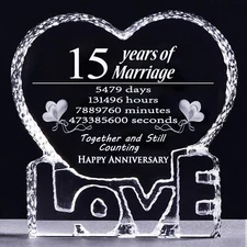 Fifteen 15 Year Marriage Gifts for Her 15th Anniversary Crystal Paperwei