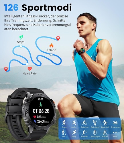 Smartwatch Herren Telefonfunktion Armbanduhr Watch für iPhone Huawei Samsung Tab - Bild 6 von 6
