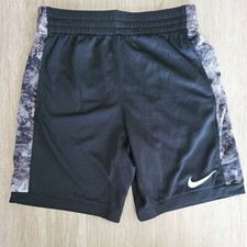 Nike Boys Youth Medium Black W/Side Stripe Gray Paint Pattern Shorts