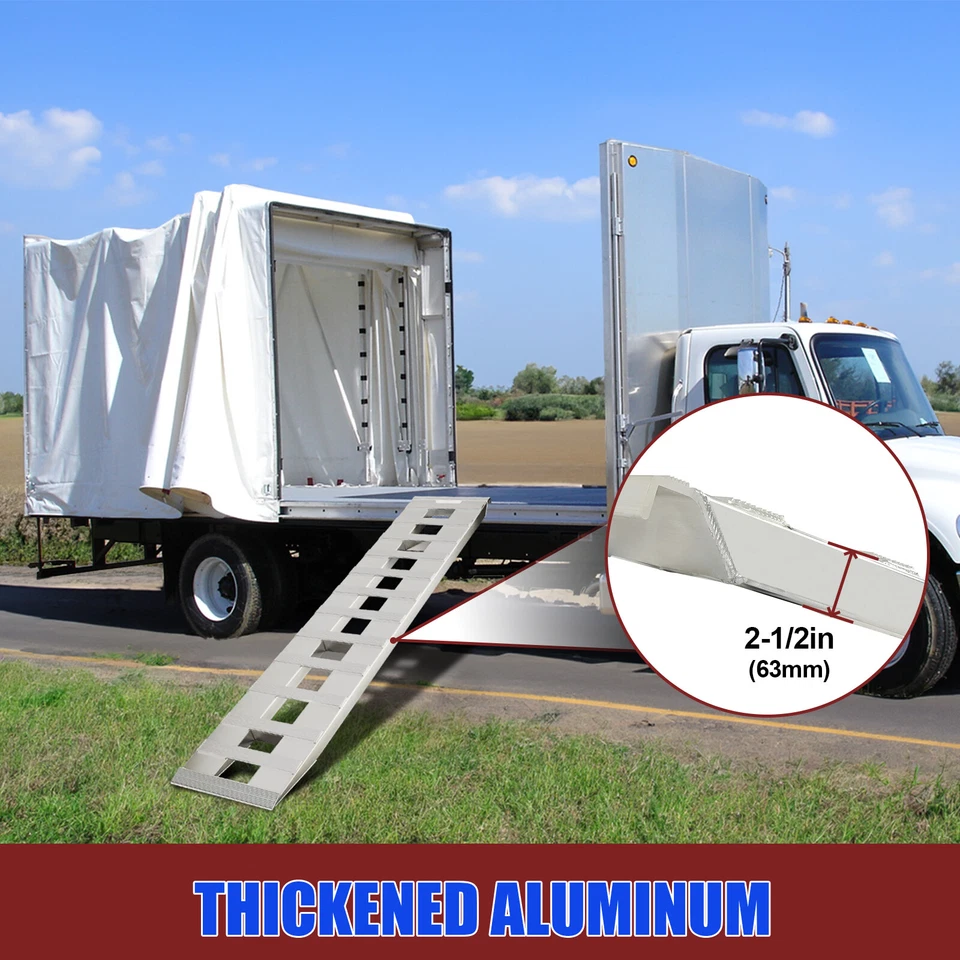 Pair Aluminum 6800LBS Trailer Ramps Hook End For Truck Car Auto 60''X15'' - Image 3 of 4