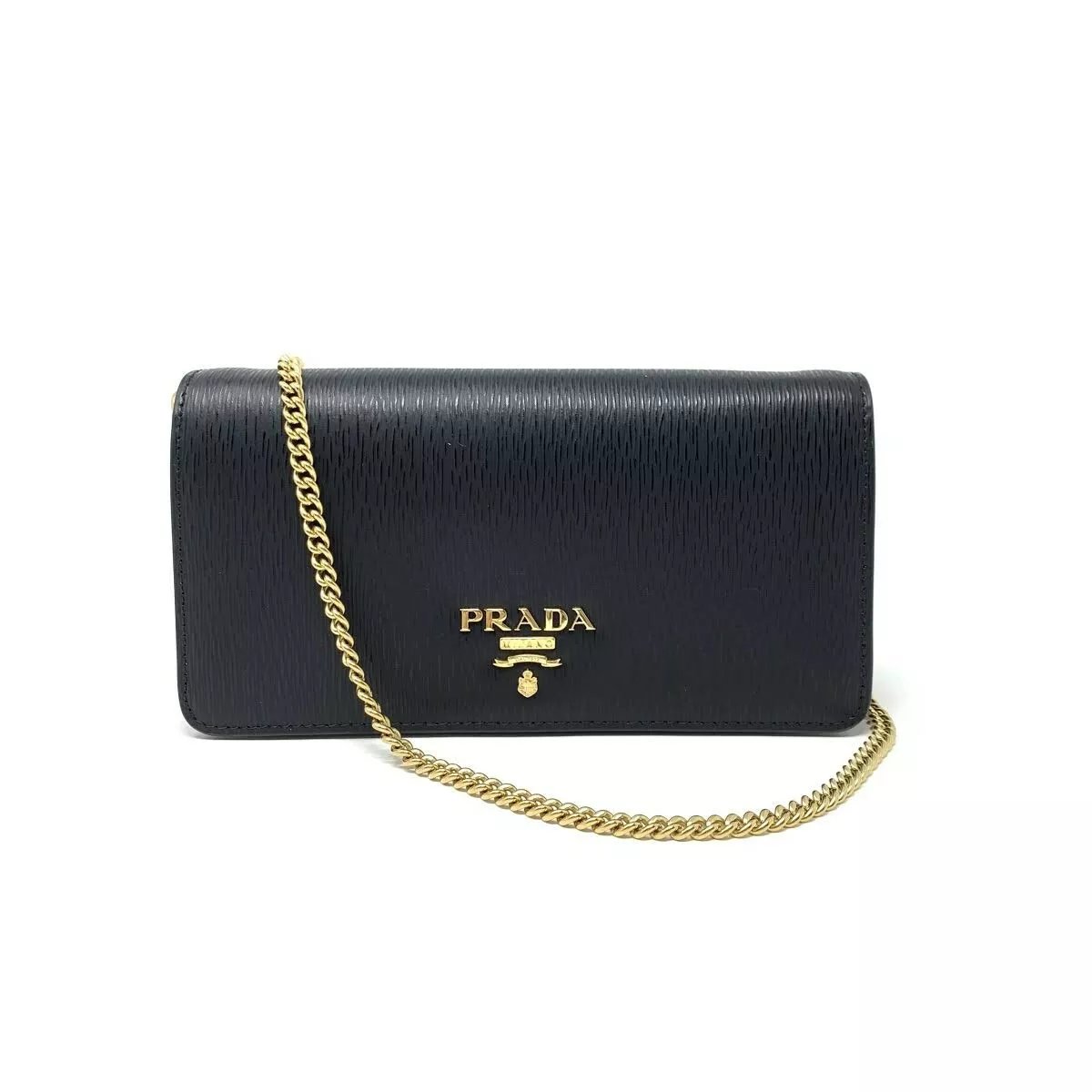 Prada Miniborse Black Vitello Move Leather Chain Cross Body 1BP021 