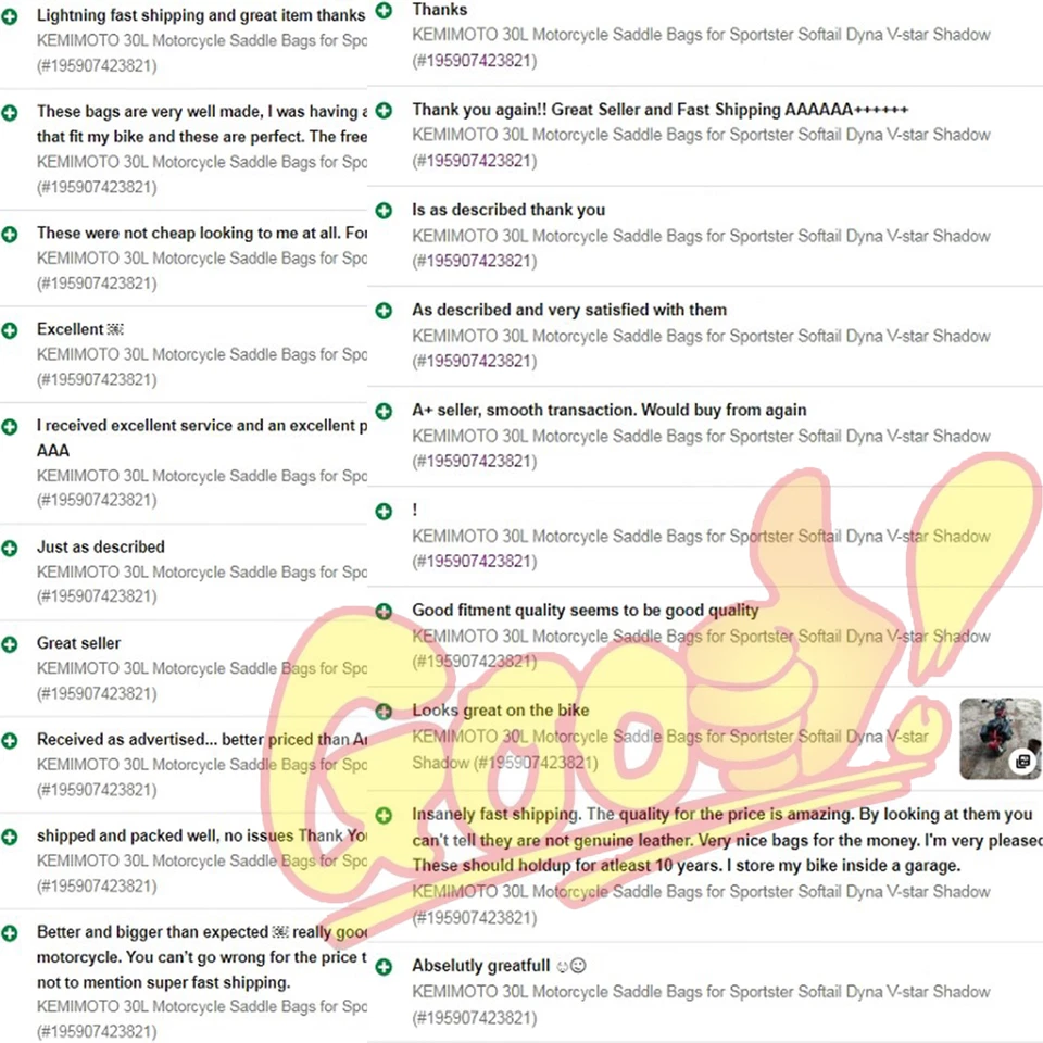 KEMIMOTO 30L Motorcycle Saddle Bags for Sportster Softail Dyna V-star Shadow - Image 2 of 4