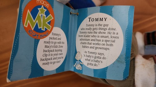 Rugrats Tommy Plush Doll NEW W TAGS Macy's Kid Zone Nickelodeon 2001 Hat Backpac - Picture 9 of 16