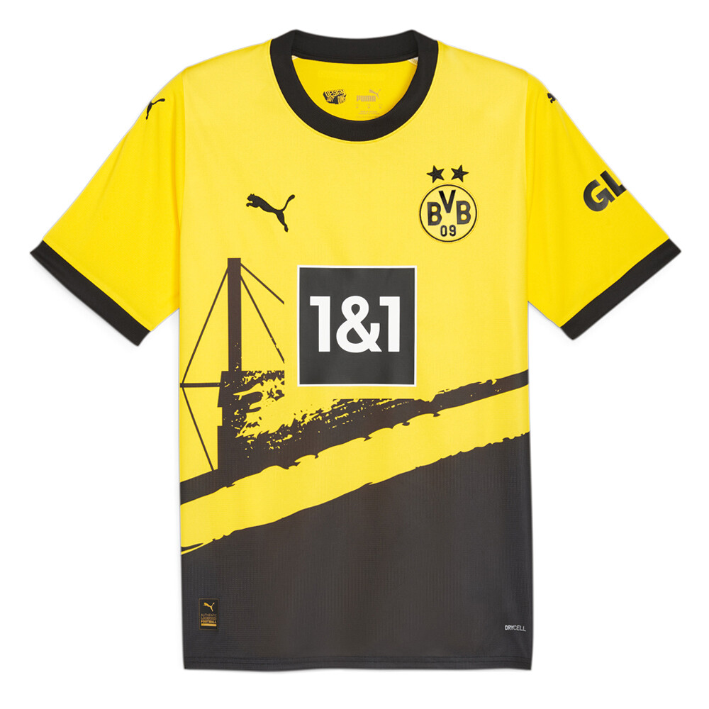 Мужская майка Puma Bvb Home с круглым вырезом и футбольной репликой, размер S 77060401