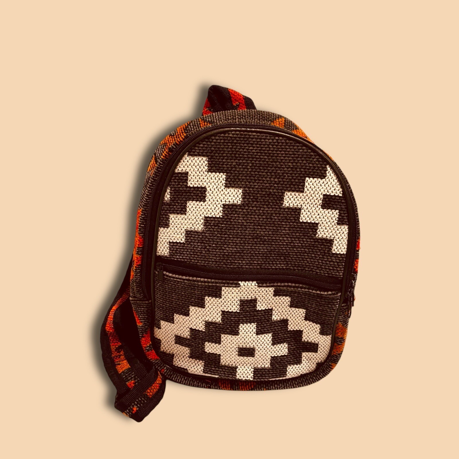 Hand Knit Wool Aztec Pattern Backpack. - image 2