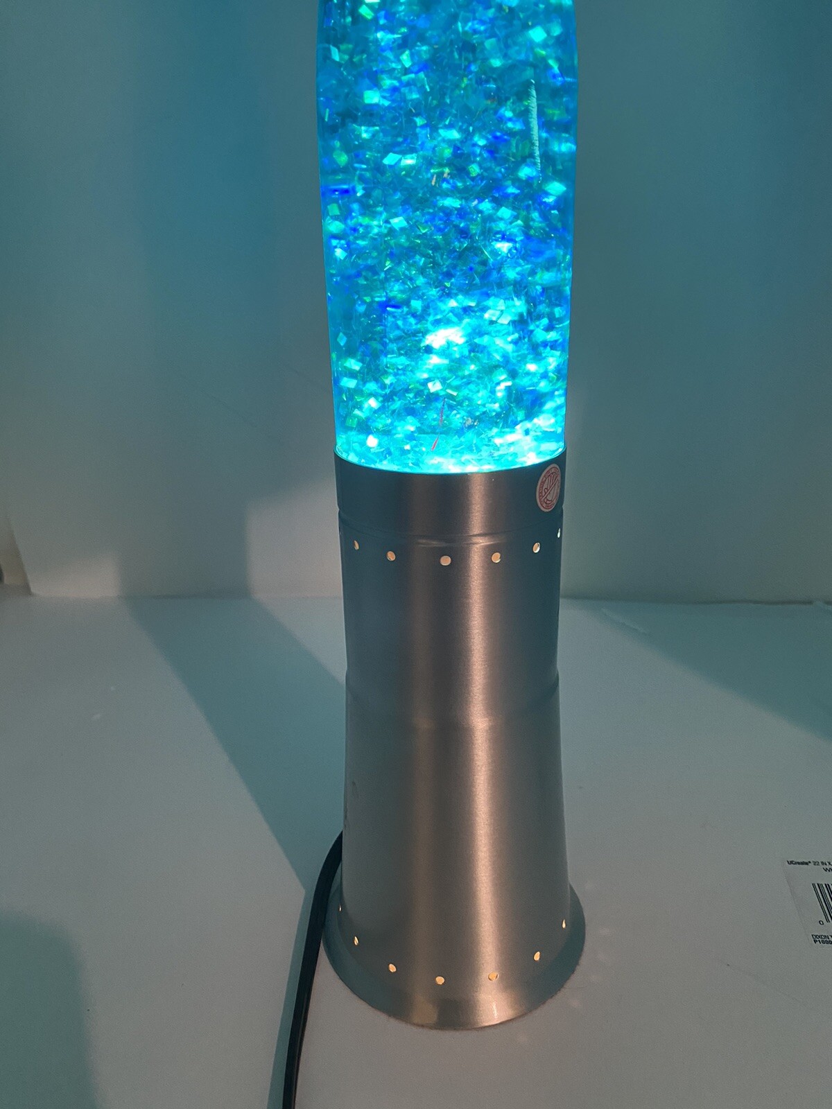 Vintage PLIABLE ART 102L GREEN GLITTER LAVA LAMP SILVER BULLET ROCKET
