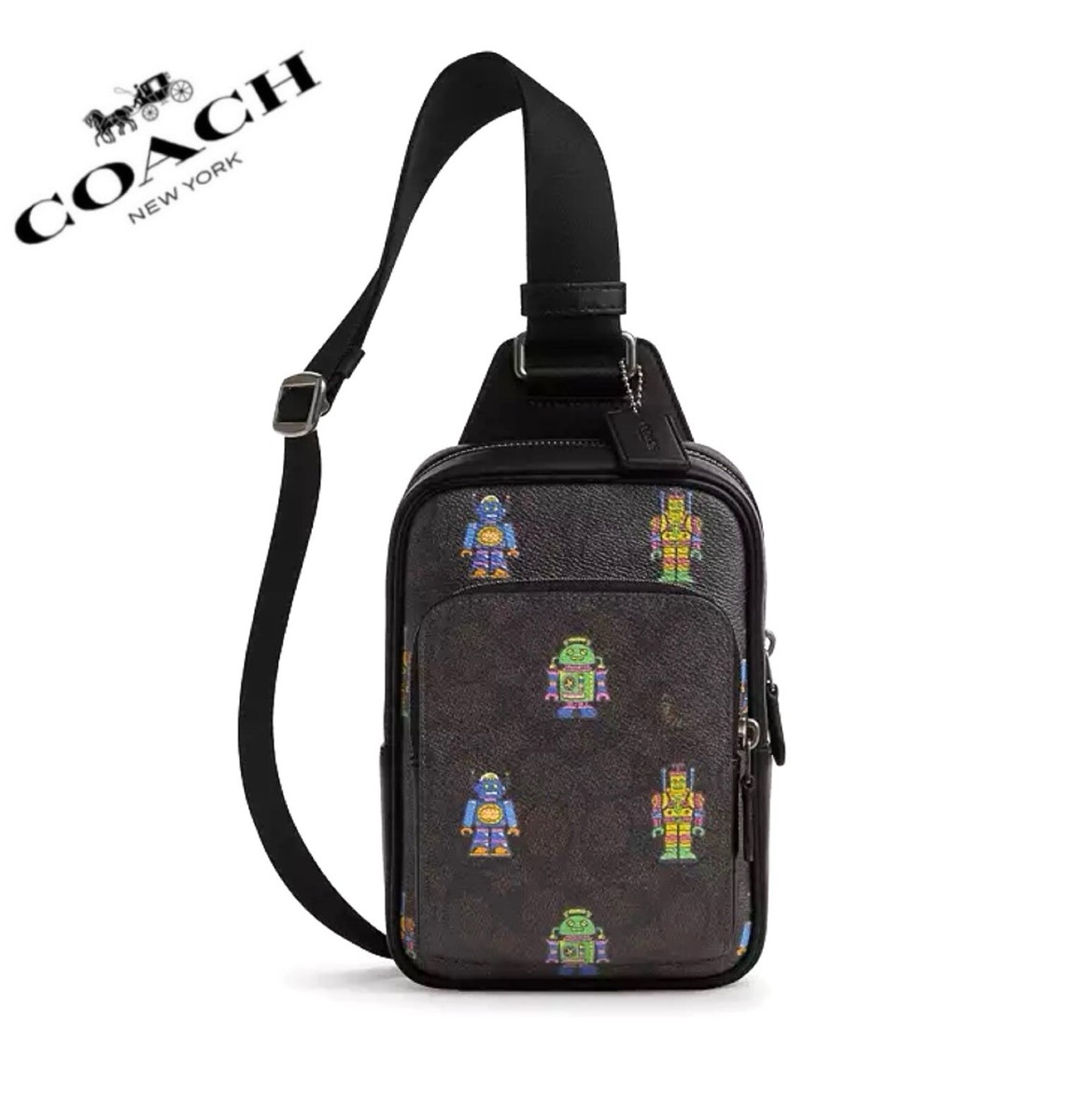 クラッチバッグ COACH Cosmic Coach Small In Signature With Robot Print 🔥COACH Cosmic Coach Racer Sling Pack In Signature Canvas