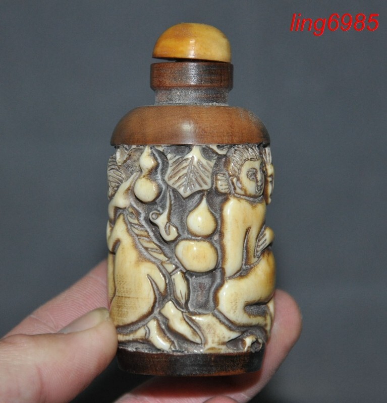 Collection old China carving woman man pornography statue snuff