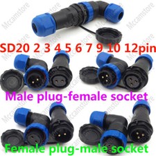 SD20 IP67 1-14Pin Pair Bulkhead Waterproof Elbow Plug Socket,Aviation Connector