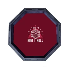 How I Roll Dice Octagon Wooden Dice Tray, Rolling Tray D&D Tabletop Board Games