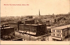 Jackson Michigan Birds Eye View Looking Southwest 1908 Postcard