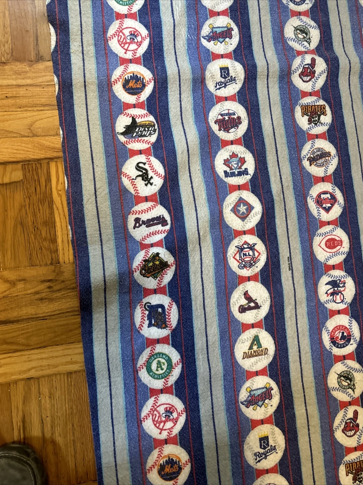 Vintage  Baseball Fleece Blanket Throwback Logos 1998 88 X 72