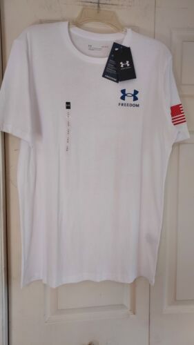 Under Armour UA White Mens Large Freedom Flag T Shirt Tee New