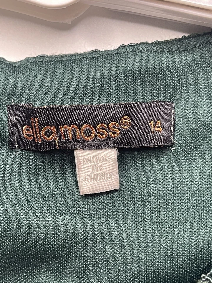 Vestido de fantasía Ella Moss verde encaje diseño floral cierre trasero con cremallera talla 14 Foto 3 de 4