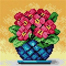 Orchidea Needlepoint canvas for halfstitch without yarn Bouquet of Primroses ...