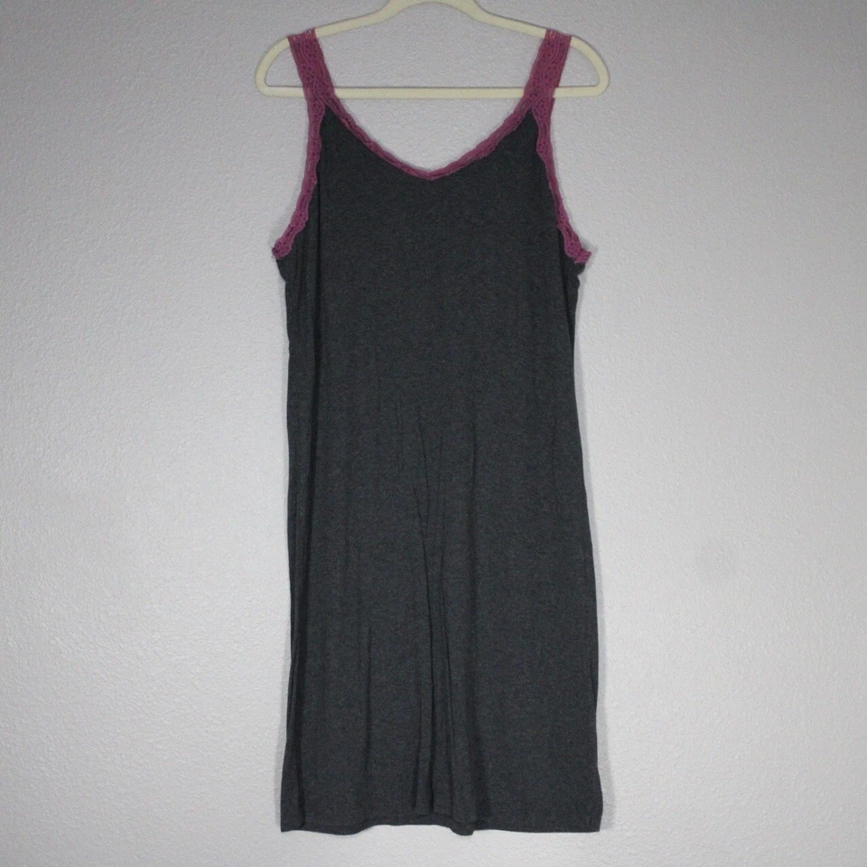 Gilligan Omalley вязаный Cami ночная рубашка скольжения платье размер S Sleepwear серый кокетка - Изображение 2 из 4