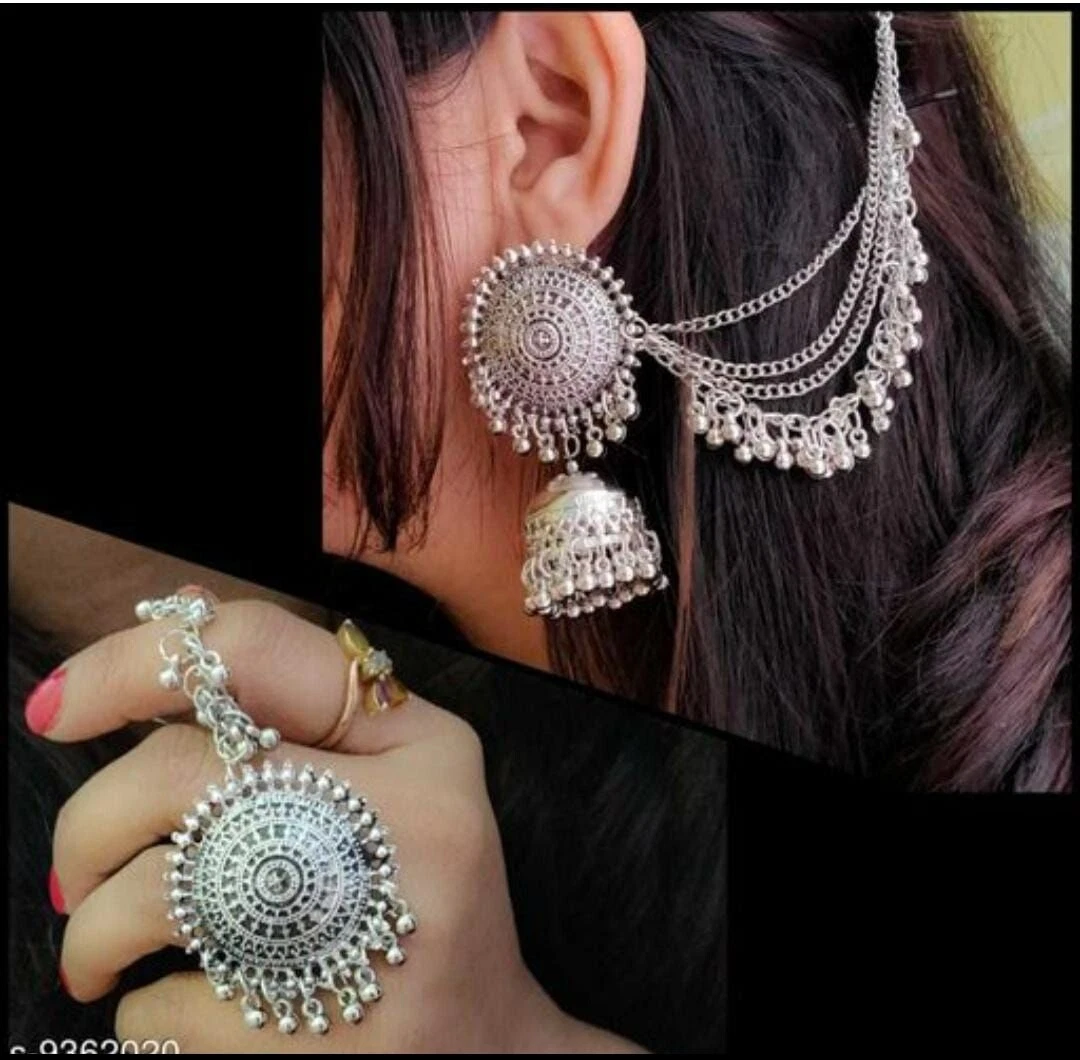 Oxidised jhumka 2024 with chain